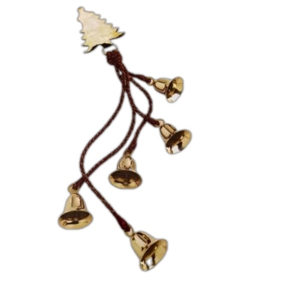 Brass Pine Tree and 5 Brass Bells Swag for Door or Window New in Box - Picture 1 of 14